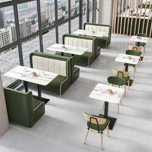 Leather Cafe Sofa Marble Tables