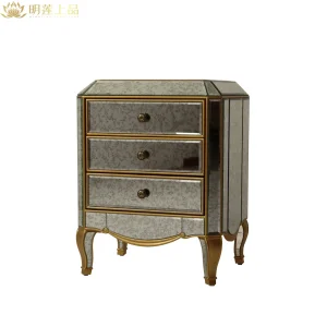 Elegant Hotel Bedroom Nightstand with Vintage Antique Mirror