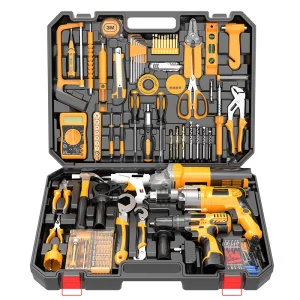 Yellow Portable Cordless Drill Set