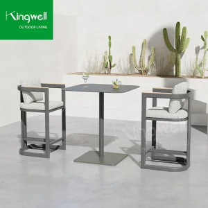 Metal Modern Kingwell Lounge Set Patio Garden Furniture Outdoor Bar Stool