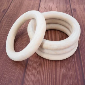Fine Quality Eco Friendly 70mm Natural Maple Wooden Teeth Ring Teether Kids Toy Ornaments Accessories Baby Wood Ring