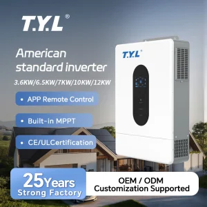 TYL 6500W Single Phase Hybrid Inverter with 120A Charging Current Dual MPPT 120V-300V Input 99% Efficiency for Energy Storage