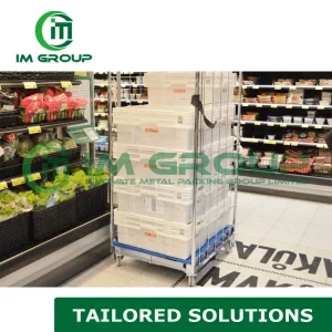 2 Sides Zinc Coating Rolling Steel Metal Roll Containers in Supermarket