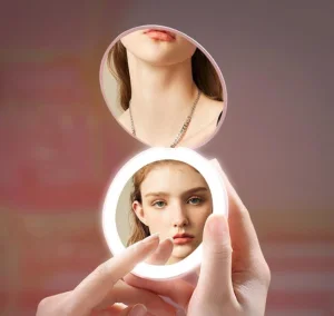 Portable Travel Mini Round Pocket LED Lighting Mirror