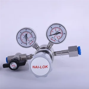 Nailok 1/4'' Dual Stage High-Pressure Regulator with Gauge for Gas Air and Hydraulic System