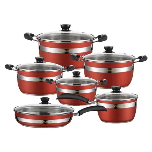 Heavy Premium Kitchen Cookware 12-Piece Cookware Set Chef's Classic Stainless Steel Collection Pots and Pans Set