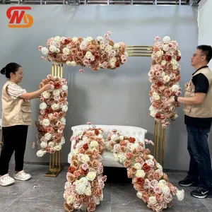 Smooth Factory Made Artificial Silk Brown Floral Arrangement Table Runner Dusty Rose Table Runner Hanging Flowers Wedding Arch