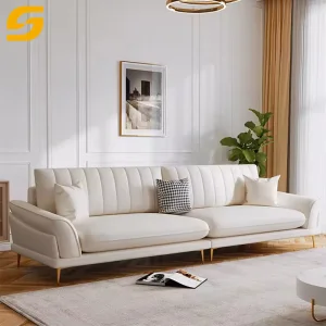 Sofá de Luxo Nordic Light em Tecido Premium 4-Seater Sofá Barato para Pequenos Apartamentos Móveis Modernos para Salas de Estar