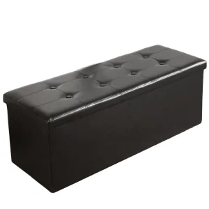 Modern Extendable Foldable Leather Ottoman With Storage