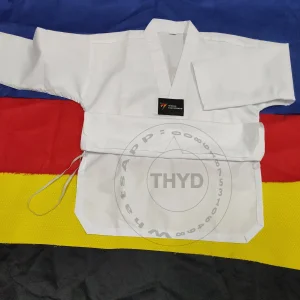 Uniforme de Taekwondo Profesional Grande con Patrón Jacquard y Cuello Blanco