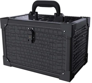 Caja de maquillaje de cuero con cerradura