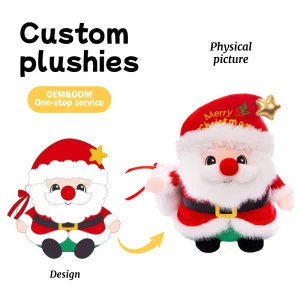 Wholesale Custom Plush Santa Claus Doll Cotton Toy with Embroidered Text Christmas Gifts