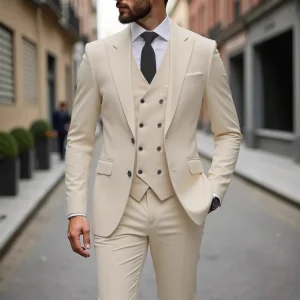 High-end Custom 3-Piece Slim Fit Breathable Plus Size Formal Business Suit for Men