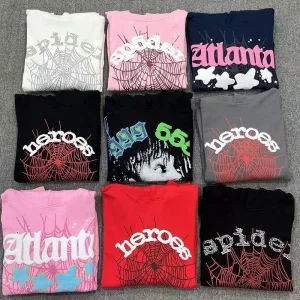 Wholesale 1688 Brand Spider Hoodie 555 Custom 3D Logo Puff Print Vvs Cotton Heavyweight Streetwear Hoodies Apparel for Distributors
