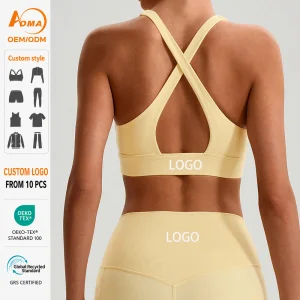 Sujetador Deportivo Mujer Custom Logo Women Criss Cross Back Sports Bra Workout Yoga Bra