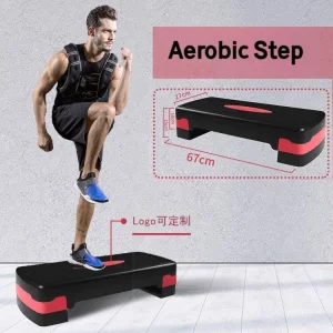 Aerobic Exercise Step Platform with 2 Risers, Adjustable Height Workout Stepper for Home Gym