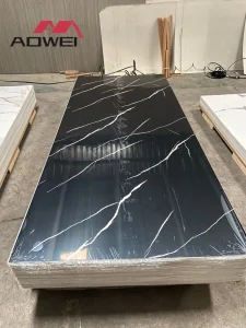 Waterproof Easy Clean Decorative Stone Plastic Composite Marble Sheet for Hotel Suite Bedroom Feature Wall