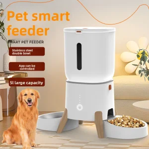 5L Outdoor Travel Pet Automatic Feeder with APP Control &amp; Remote Feeding Double Bowl Cats Dogs Leak Proof Model Ez