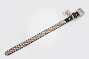 Thin Leather Bling Collar