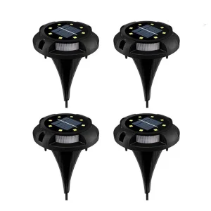 Solar Ground Lights 8 LED Disk Lights Solar Powered Waterproof