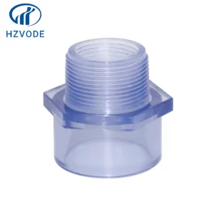 UPVC Transparent External Thread Connector, Industrial Water Treatment Transparent Pipe Fittings, UPVC Water Pipe Connector