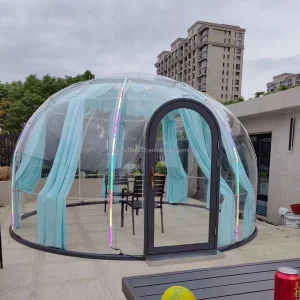 Última tienda prefabricada impermeable transparente para camping, tienda de espuma de PC, casa de cúpula transparente, cabaña prefabricada