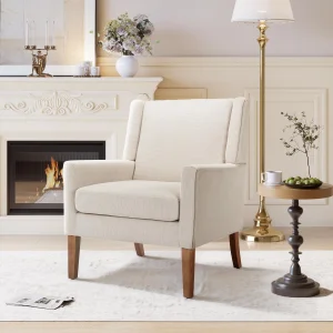 Modern Leisure Single Relaxing Sofa Chair Grey Fabric Upholstered Club Chair Armchair Single Living Room Arm Accent Chair