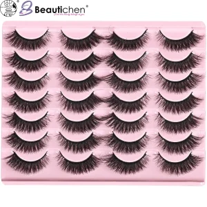 مجموعة رموش صناعية من Beautichen 20 - رموش فوكس مينيك طبيعية وكثيفة، أنماط رقيقة ومجعدة لمكياج يومي، حفلات، زفاف ومظهر مسرحي