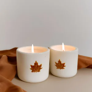 Wholesale Autumn Leaf Ceramic Candle Holders Set of 2