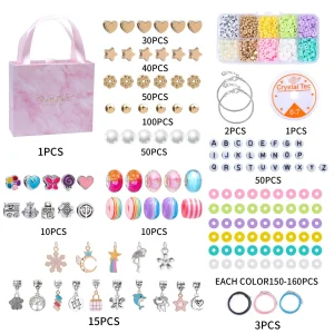 DIY Cartoon Polymer Clay Letter Pendant Bracelet & Necklace Making Kit