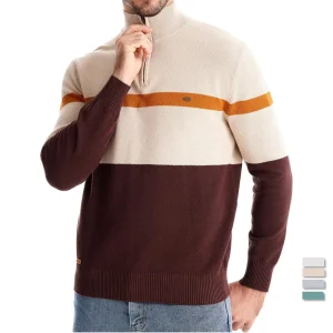 Man Autumn Winter Men's Knitwear Fashion Simple Half Zipper Color Block