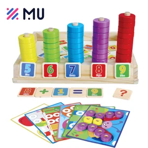 Educational Montessori Math Toys Early Learning Puzzle Counting Box Wooden Toy for Kids