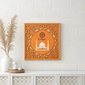 Customized Modern Metal Kalima Calligraphy Ancient Wood Wall Islamic Art