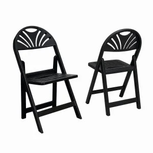 Premium Wedding Patio Slat Seat Pad White Plastic Fan Back Resin Folding Chair