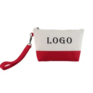 Wholesale Personalized Eco Friendly Cotton Canvas Custom logo Printed Cosmetic Bag Makeup Pouch