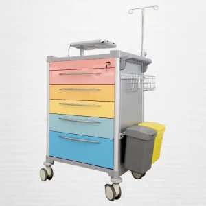 Portable Medical Storage Trolley for Emergency Crash Cart Medication