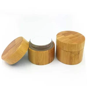 Cosmetic Containers 100% Organic Wood Bamboo Glass Jar\/Bottle Cosmetic Packaging
