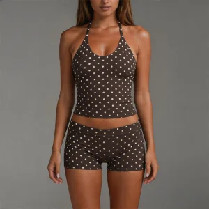 Ruifei Wholesale High Quality Brown Polka Dot Workout Set