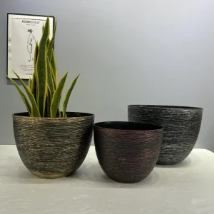 Round Resin Planter Decorative Flower Pot Decorative Enamel Resin Planter for Indoor Outdoor Plants Bl18002