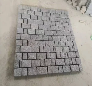 Tumbled G654 Granite Grey Cobblestones on Mesh Sheets for Driveway Paver Design