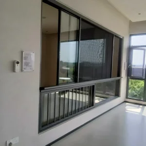 Material de construcción perfil de aluminio ventana corredera de aluminio para sala de estar balcón con tendedero