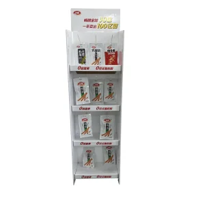 Supermarket Retail Spicy Snack Paper Cardboard Display Rack with Hooks