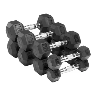 Black Rubber Hex Dumbbell
