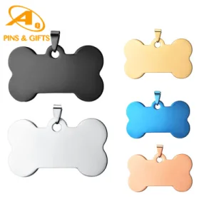 Custom Logo Stainless Steel Metals Silencer Sublimation Engraving Collar ID Pet Military Army Blank Bone Dog Cat Name Pet Tag