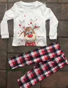 Ropa de hogar familiar para Navidad, ropa de punto, camiseta de manga larga impresa y pantalones, conjuntos de pijama suaves, conjunto de pijamas