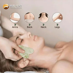 Jiwan Lejia Chinese Factory Price Portable SPA Facial Massage Tool Scraping Board Face Jade Gua Sha