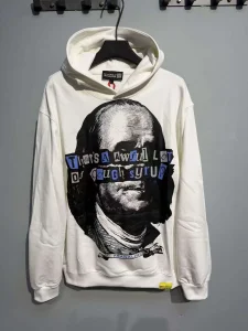 Hoodie pesado casual oversized de outono para homens em algodão de alta qualidade com padrão de letras impresso digitalmente 100%