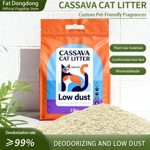 Preço de Fábrica Atacado Areia para Gato Sem Intermediários Areia para Animais de Estimação à Base de Plantas Aromatizada com Chá Verde Alta Qualidade Areia para Gato de Mandioca