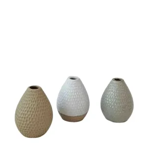 Buy Morandi Color Honeycomb Texture Teardrop-Shaped Stoneware Vase Suppliers, Factory
