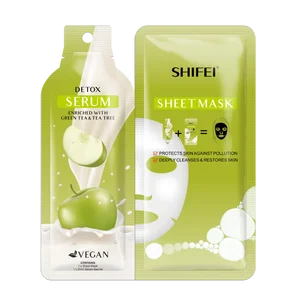 FACTORY Private Label Facial Skincare Sheet Mask 100% Vegan Cruelty Free Natural Fruit Plant Extract With Green Tea and Tea Tree